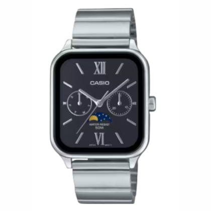 Casio General MTP-M305D-1A2VDF Black Dial MoonPhase Stainless Steel Men's Watch